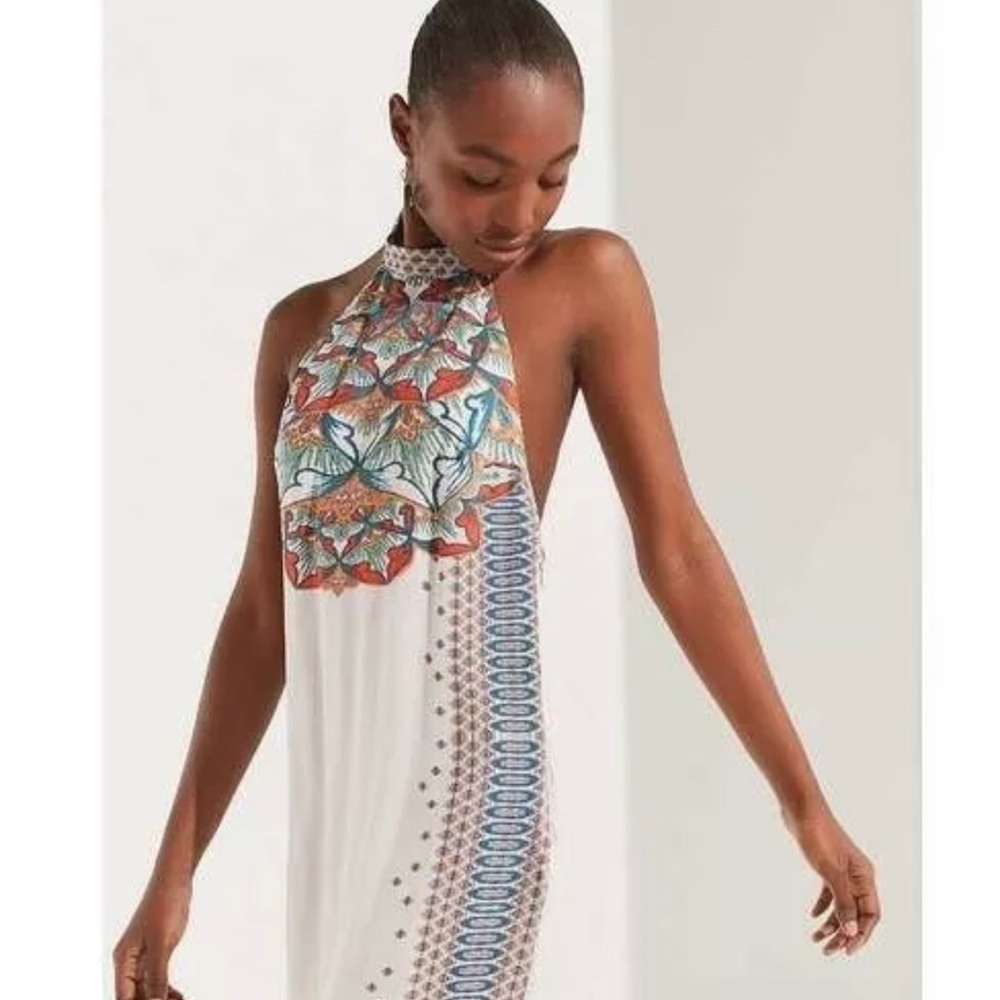 $69 UO Printed Boho Halter Dress Boho Size SP